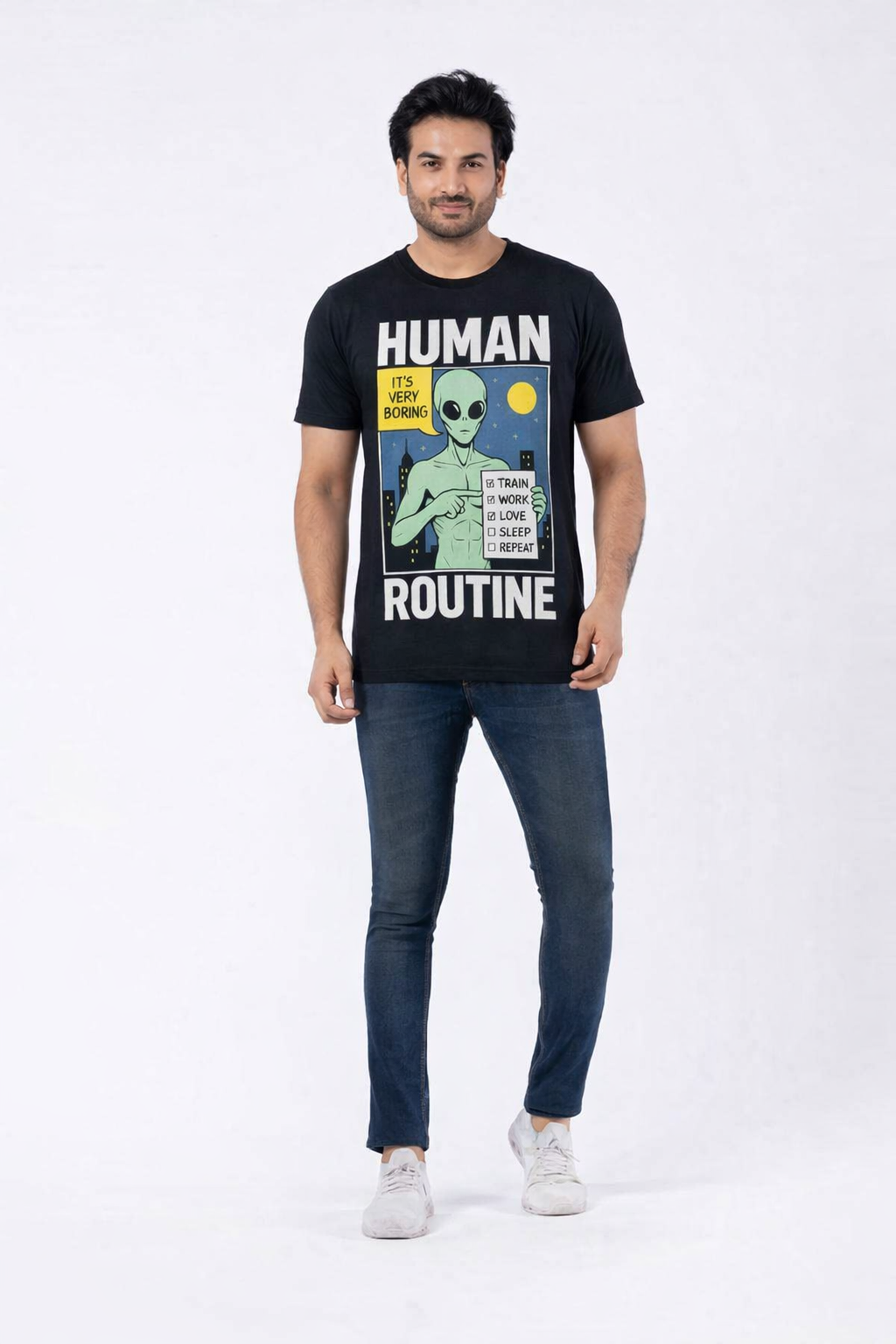 FO Alien Routine Cotton Printed Tshirt